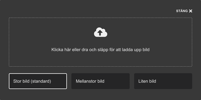 Dialogboks for opplasting av bilder