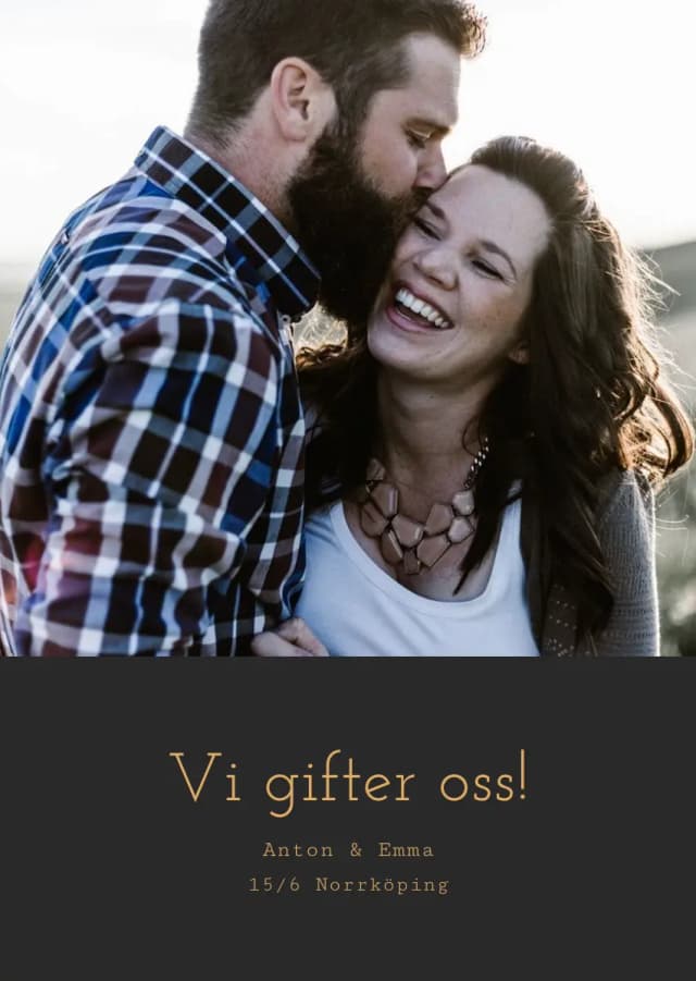 Eksempel på fysisk bryllupsinvitasjon